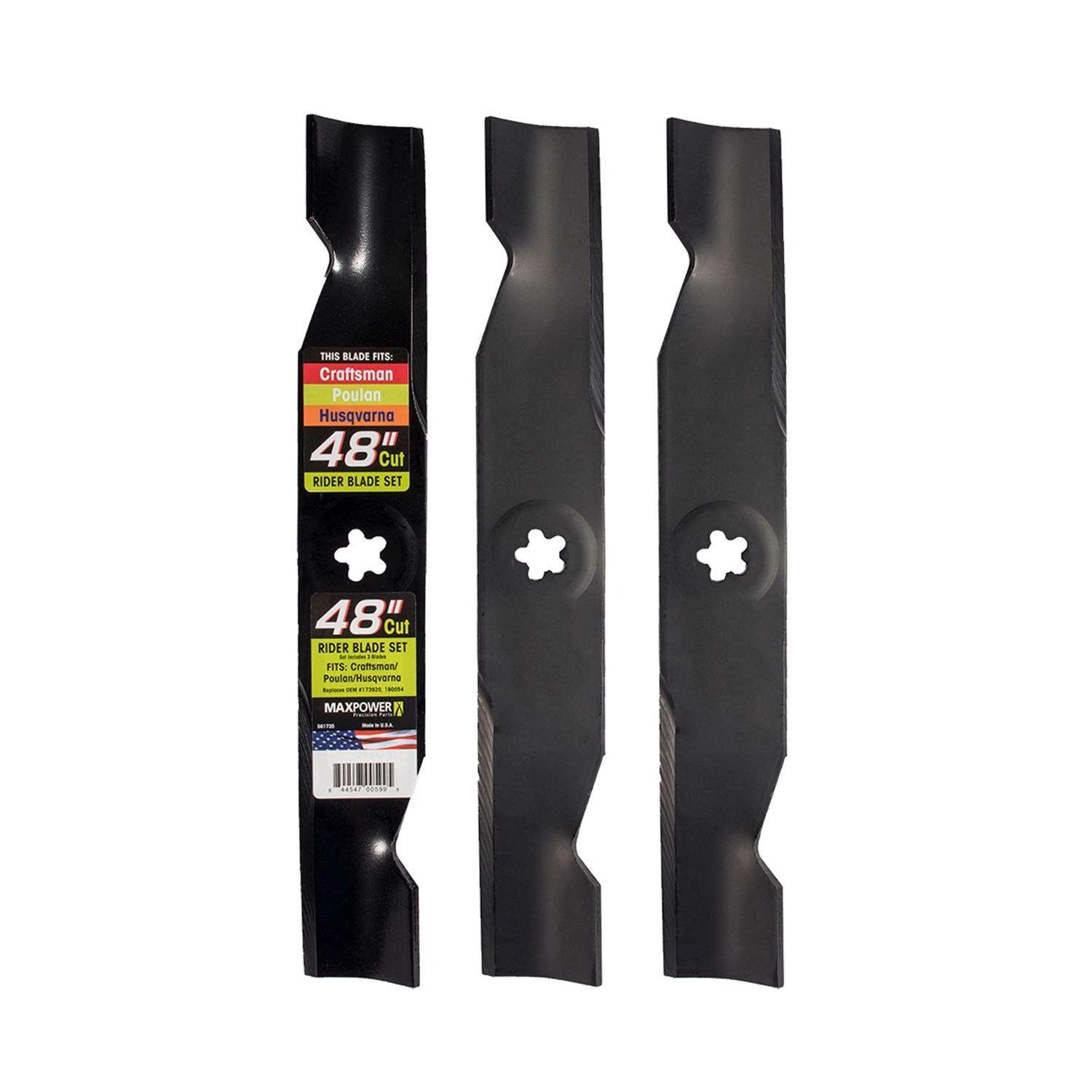 MaxPower 48 In. High-Lift Mower Blade Set For Riding Mowers 3 Pk 3 MaxPower 48 In. High-Lift Mower Blade Set For Riding Mowers 3 Pk