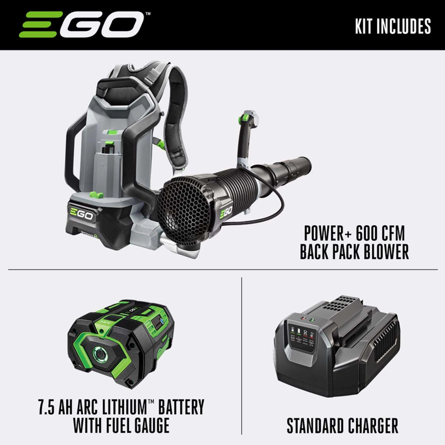 EGO Power+ LB6003 145 Mph 600 CFM 56 V Battery Backpack Leaf Blower Kit (Battery & Charger) W/ 7.5 AH BATTERY 4 EGO Power+ LB6003 145 Mph 600 CFM 56 V Battery Backpack Leaf Blower Kit (Battery & Charger) W/ 7.5 AH BATTERY - Image 2