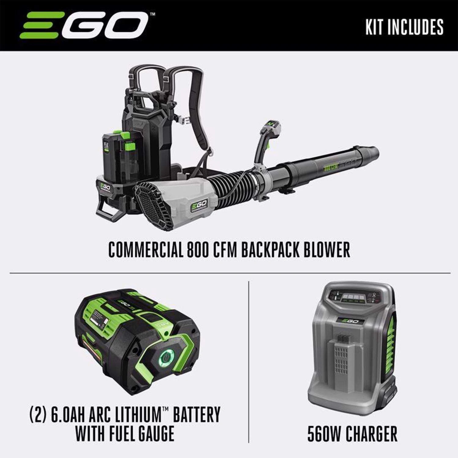 EGO Commercial LBPX8004-2 190 Mph 800 CFM 56 V Battery Backpack Leaf Blower Kit (Battery & Charger) W/ (2) 6AH BATTERIES 4 EGO Commercial LBPX8004-2 190 Mph 800 CFM 56 V Battery Backpack Leaf Blower Kit (Battery & Charger) W/ (2) 6AH BATTERIES - Image 2