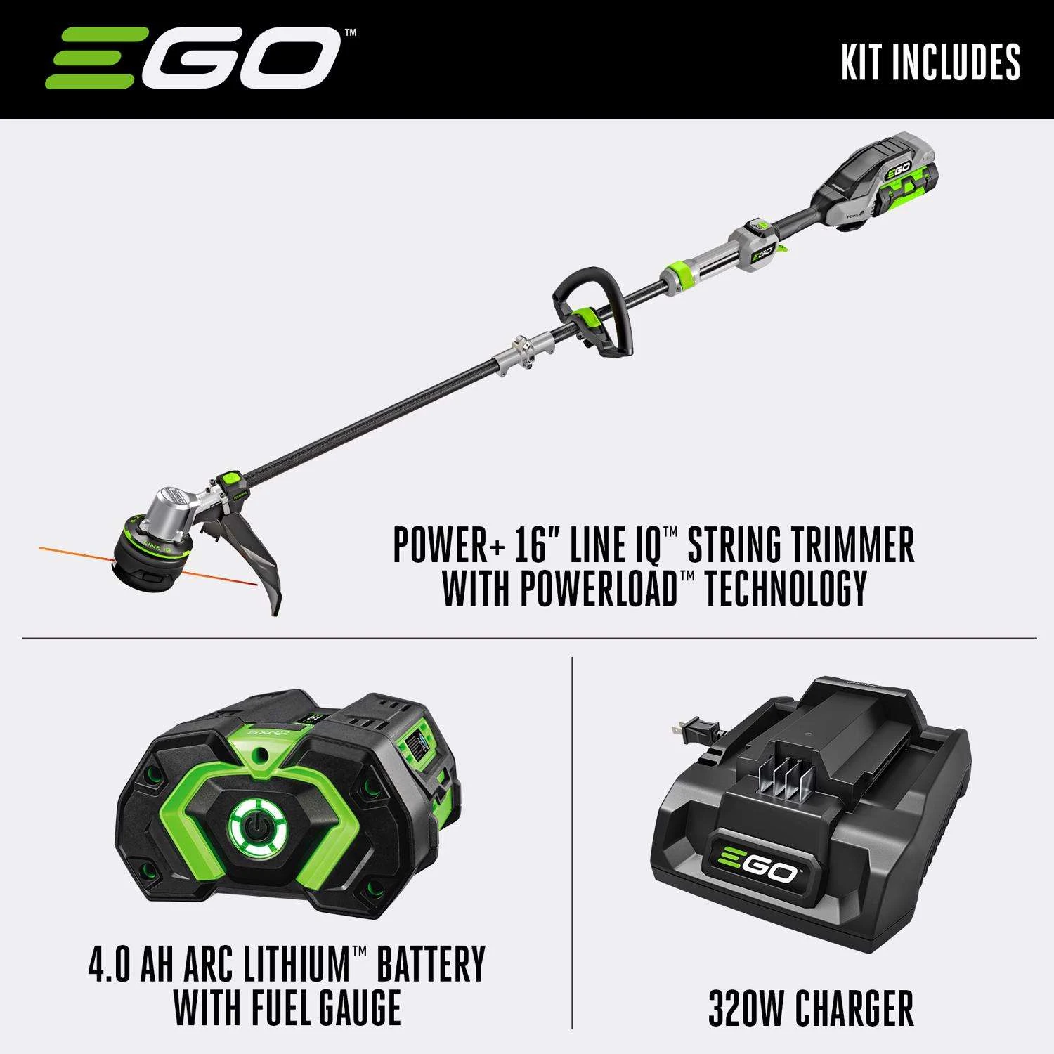EGO Power+ Line IQ With Powerload ST1623T 16 In. 56 V Battery String Trimmer Kit (Battery & Charger) W/ TELESCOPIC SHAFT & 4.0 AH BATTERY 4 EGO Power+ Line IQ With Powerload ST1623T 16 In. 56 V Battery String Trimmer Kit (Battery & Charger) W/ TELESCOPIC SHAFT & 4.0 AH BATTERY - Image 2
