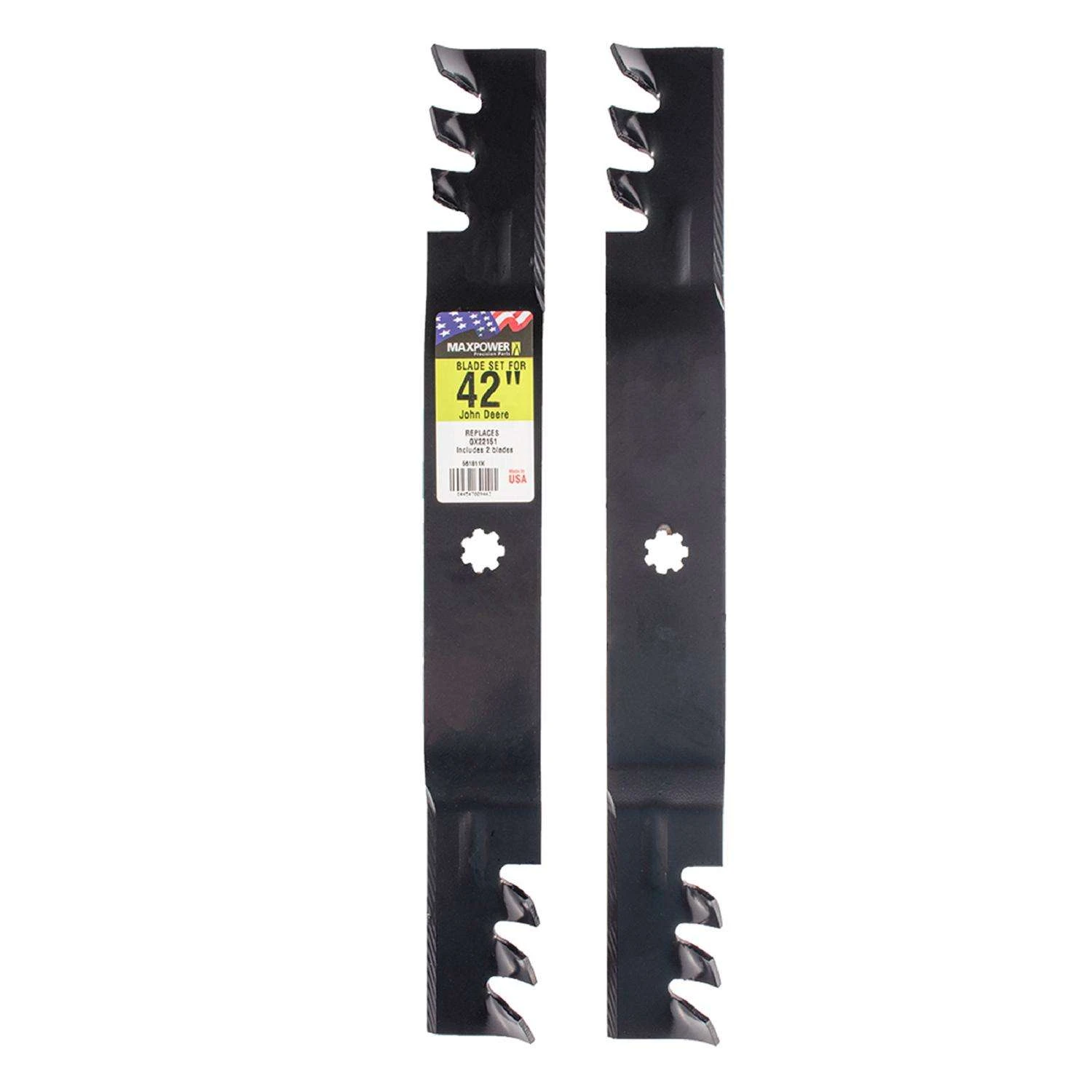MaxPower 42 In. Mulching Mower Blade Set For Riding Mowers 2 Pk 3 MaxPower 42 In. Mulching Mower Blade Set For Riding Mowers 2 Pk
