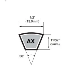Mitsuboshi Triplex Rawedge Cogged Raw Edge Cogged V-Belt 0.5 In. W X 65 In. L For All Motors