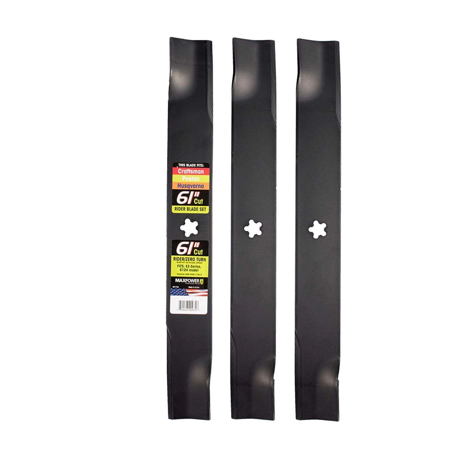 MaxPower 61 In. Standard Mower Blade Set For Riding Mowers 3 Pk 3 MaxPower 61 In. Standard Mower Blade Set For Riding Mowers 3 Pk