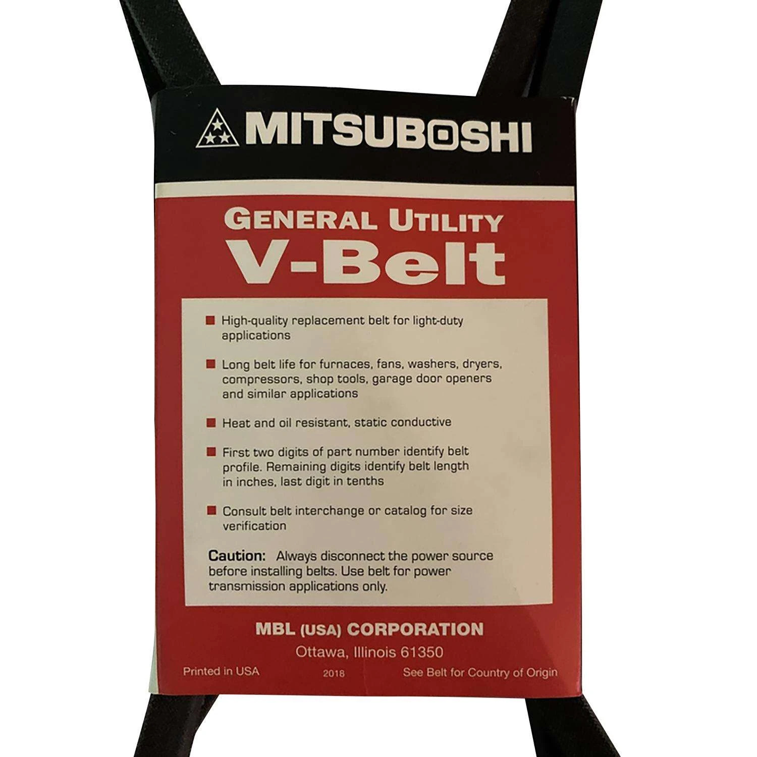 Mitsuboshi FHP 5L520 Standard General Utility V-Belt 0.63 In. W X 52 In. L For Fractional Horsepower 7 Mitsuboshi FHP 5L520 Standard General Utility V-Belt 0.63 In. W X 52 In. L For Fractional Horsepower - Image 5
