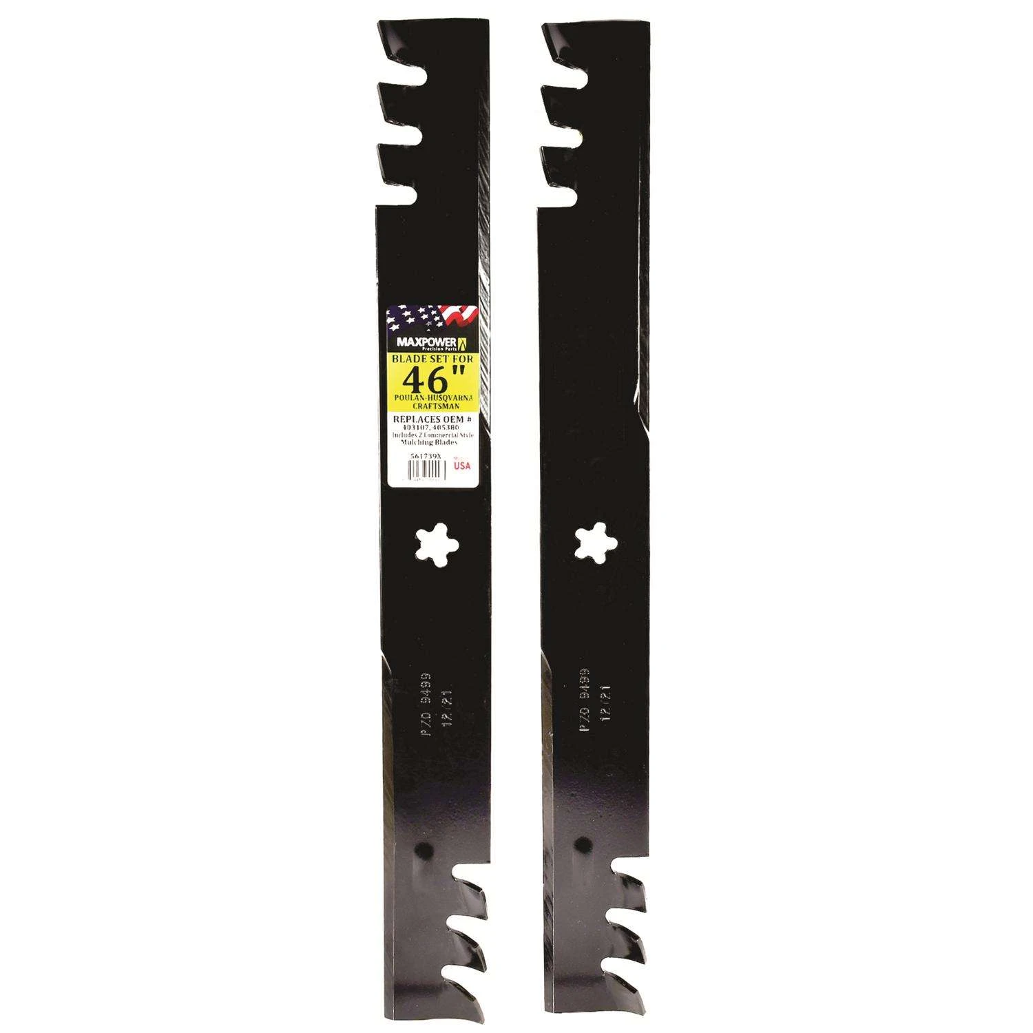 MaxPower 46 In. Mulching Mower Blade Set For Riding Mowers 2 Pk 3 MaxPower 46 In. Mulching Mower Blade Set For Riding Mowers 2 Pk