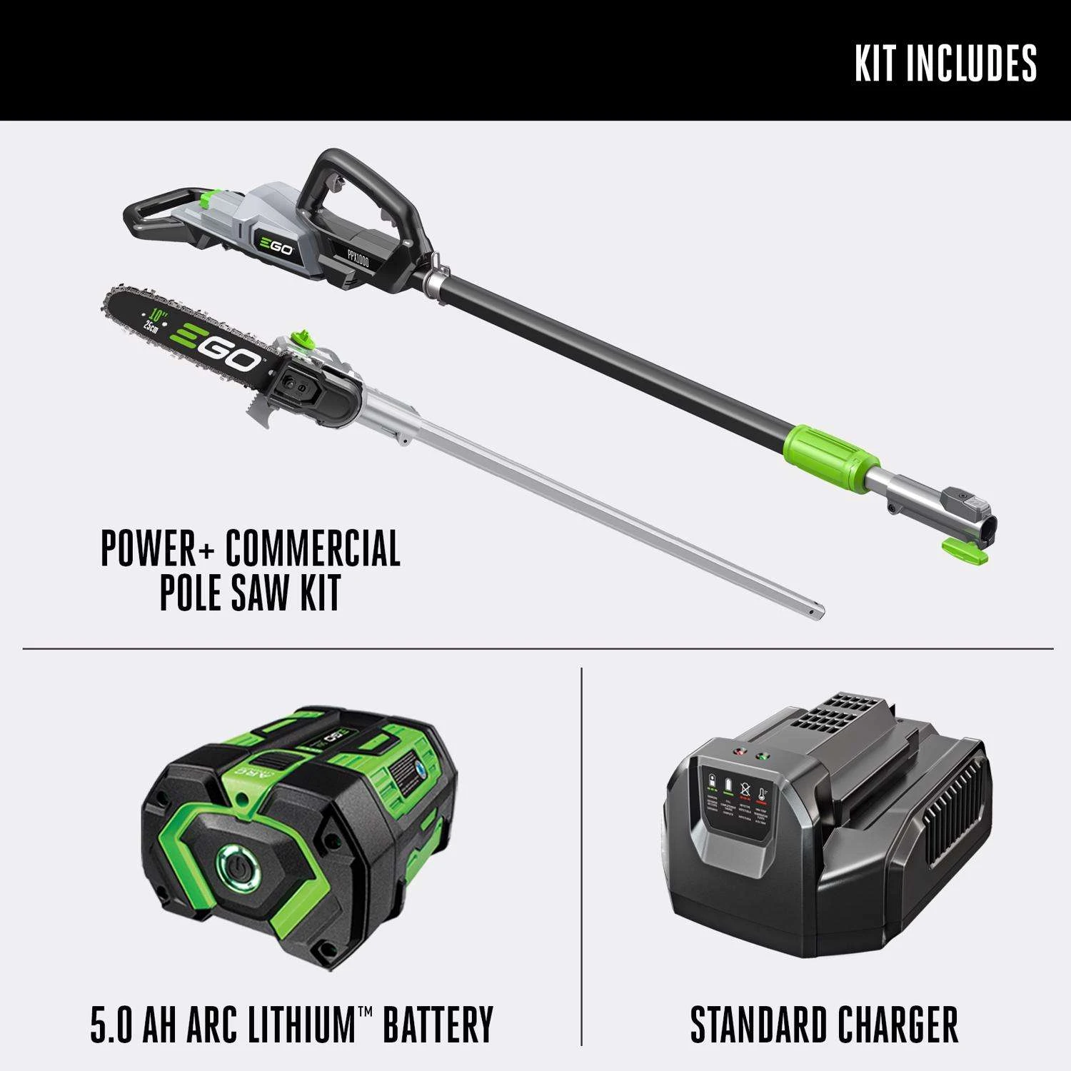 EGO Power+ PPSX2504 10 In. 56 V Battery Pole Saw Kit (Battery & Charger) 4 EGO Power+ PPSX2504 10 In. 56 V Battery Pole Saw Kit (Battery & Charger) - Image 2