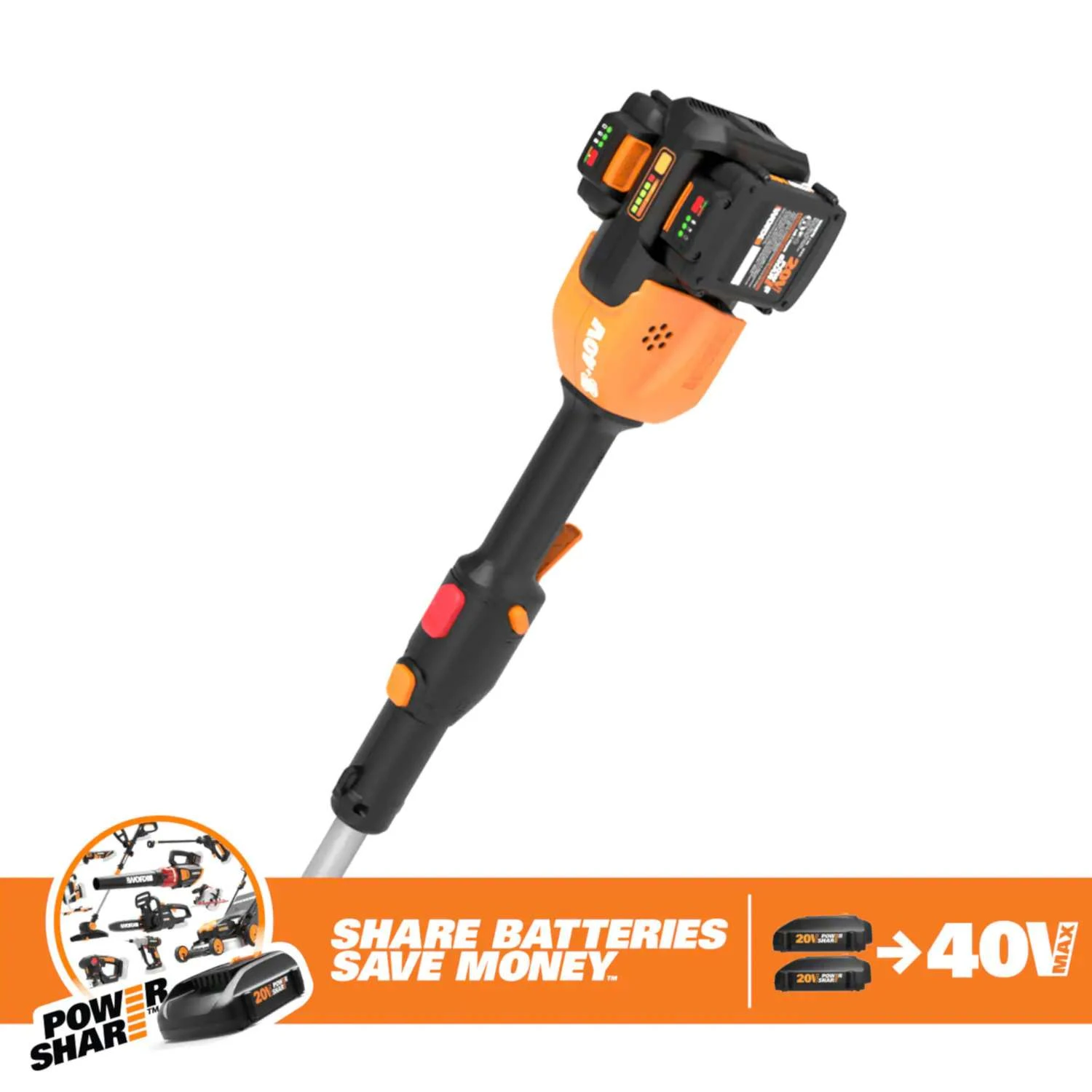Worx WG184 13 In. 40 V Battery Edger/Trimmer Kit (Battery & Charger) 5 Worx WG184 13 In. 40 V Battery Edger/Trimmer Kit (Battery & Charger) - Image 3