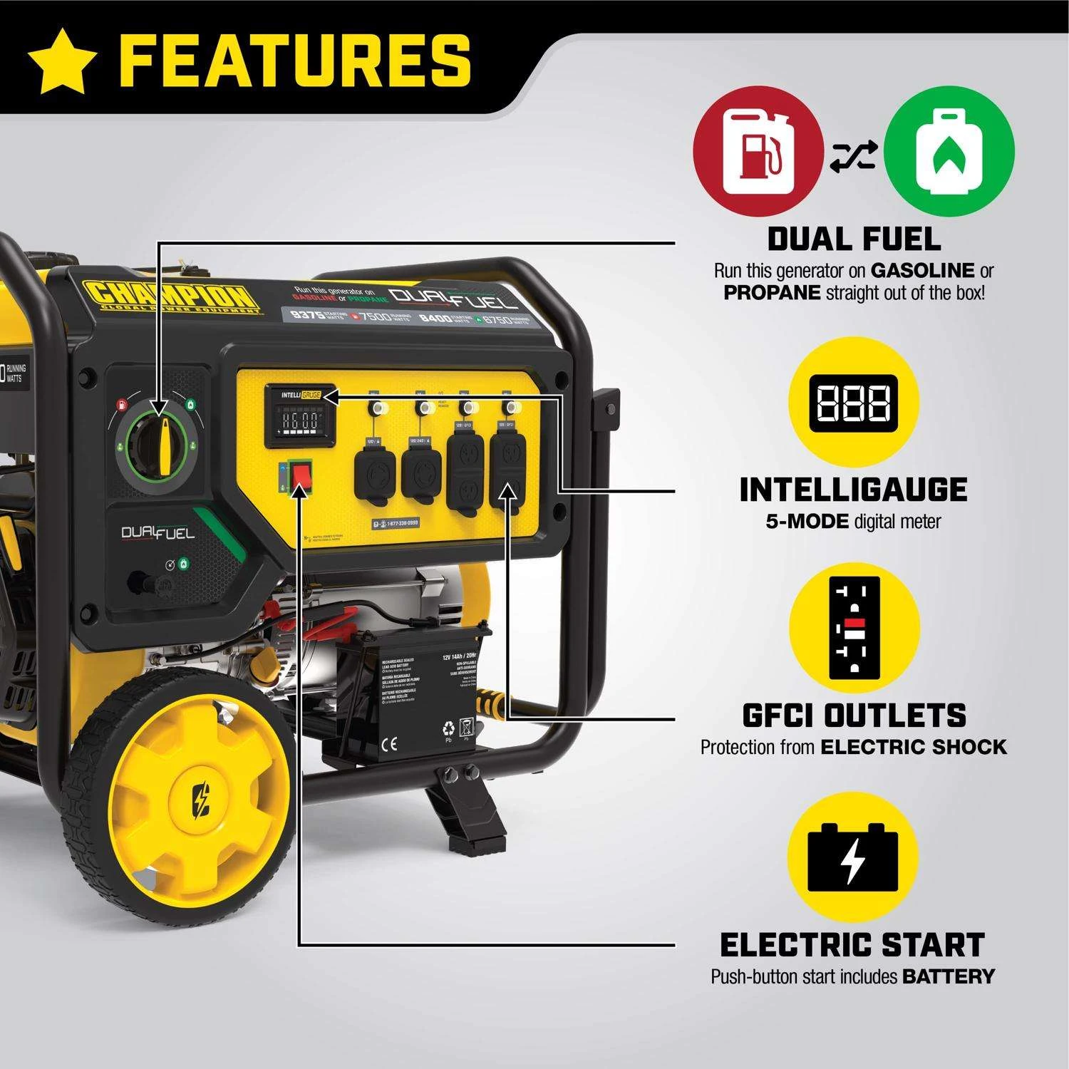 Champion 7500 W 240 V Gasoline Or Propane Portable Generator 5 Champion 7500 W 240 V Gasoline Or Propane Portable Generator - Image 3