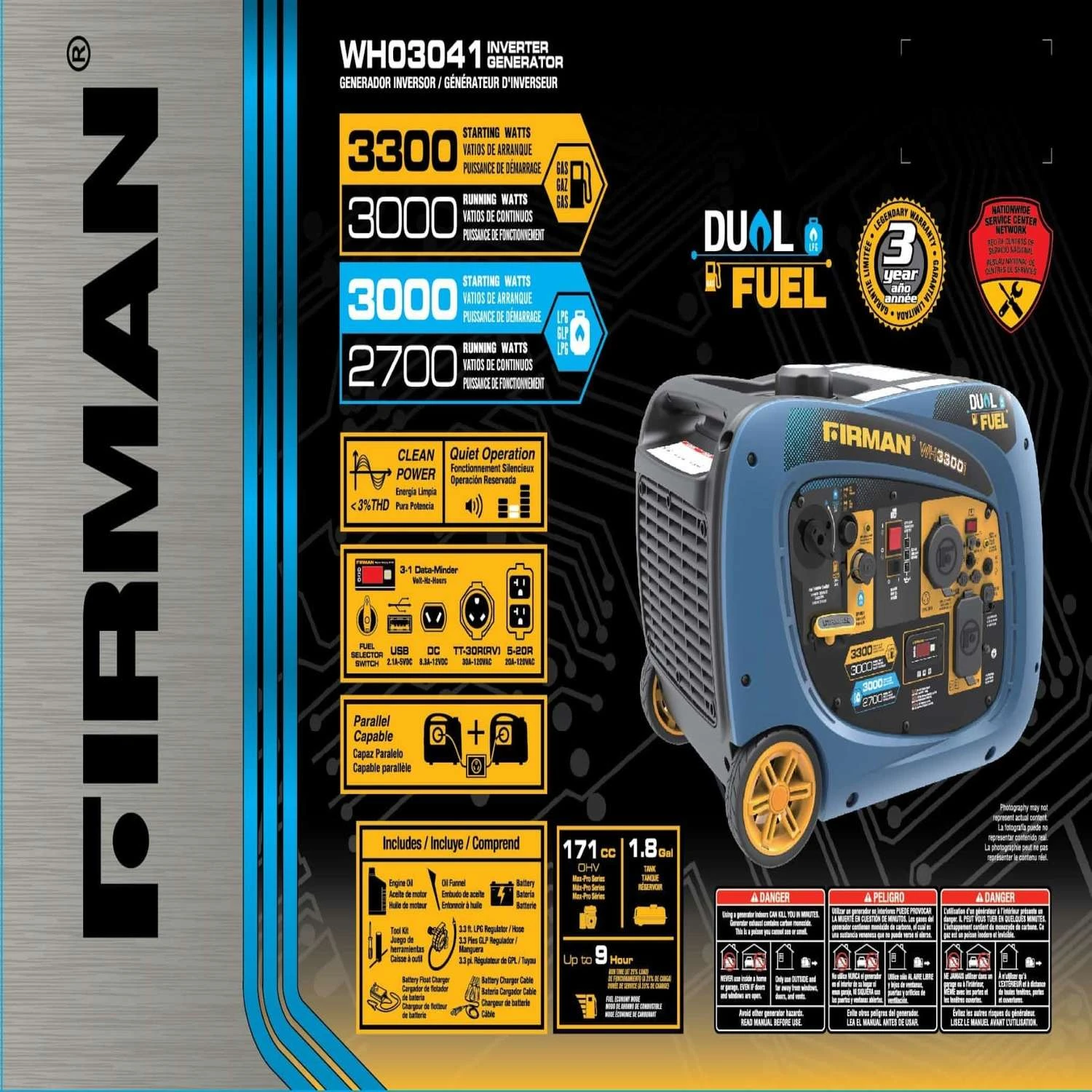 Firman Whisper Hybrid Series 3300 W 120 V Gasoline Or Propane Inverter Generator 5 Firman Whisper Hybrid Series 3300 W 120 V Gasoline Or Propane Inverter Generator - Image 3