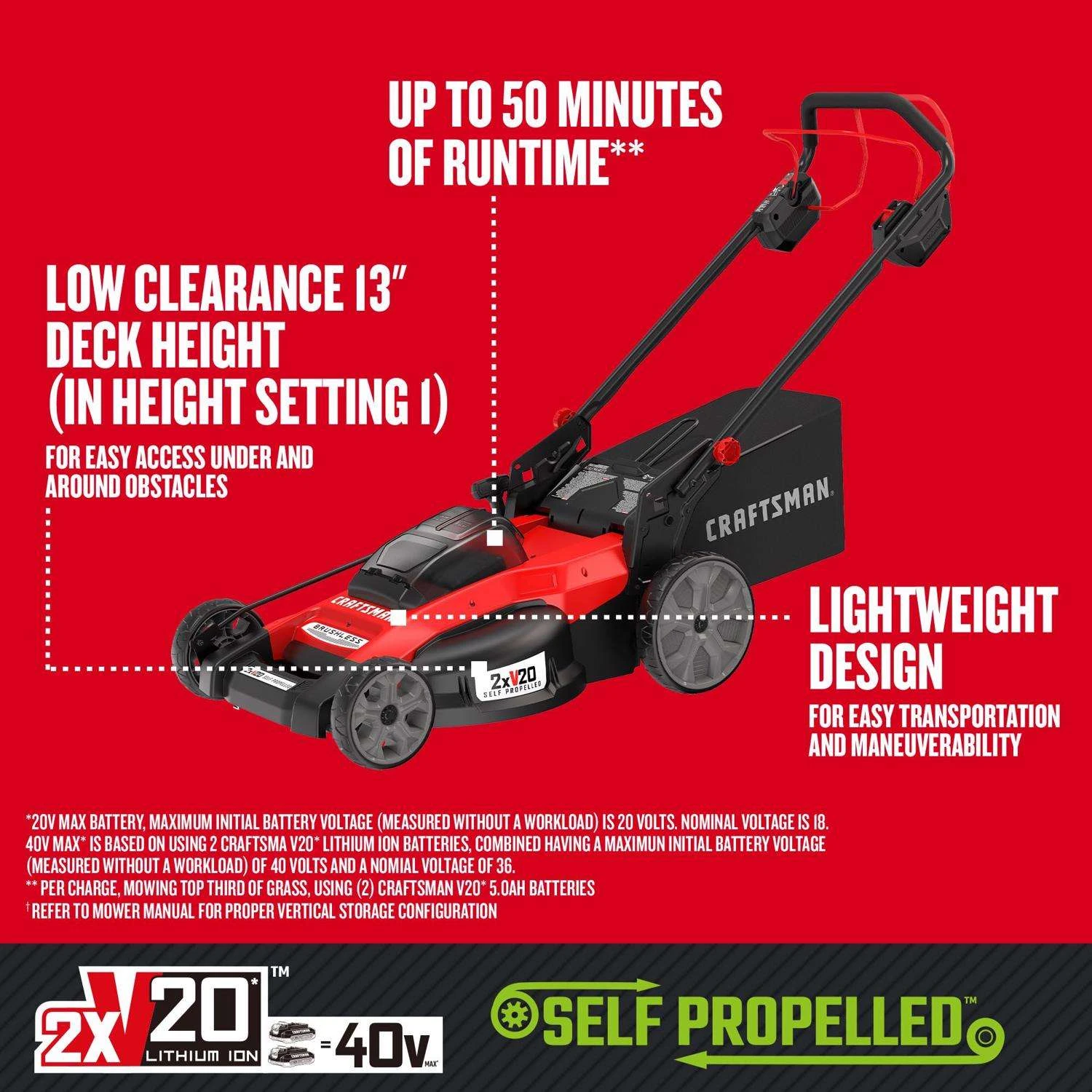 Craftsman 13 In. 20 V Battery Self-Propelled Lawn Mower Kit (Battery & Charger) 4 Craftsman 13 In. 20 V Battery Self-Propelled Lawn Mower Kit (Battery & Charger) - Image 2