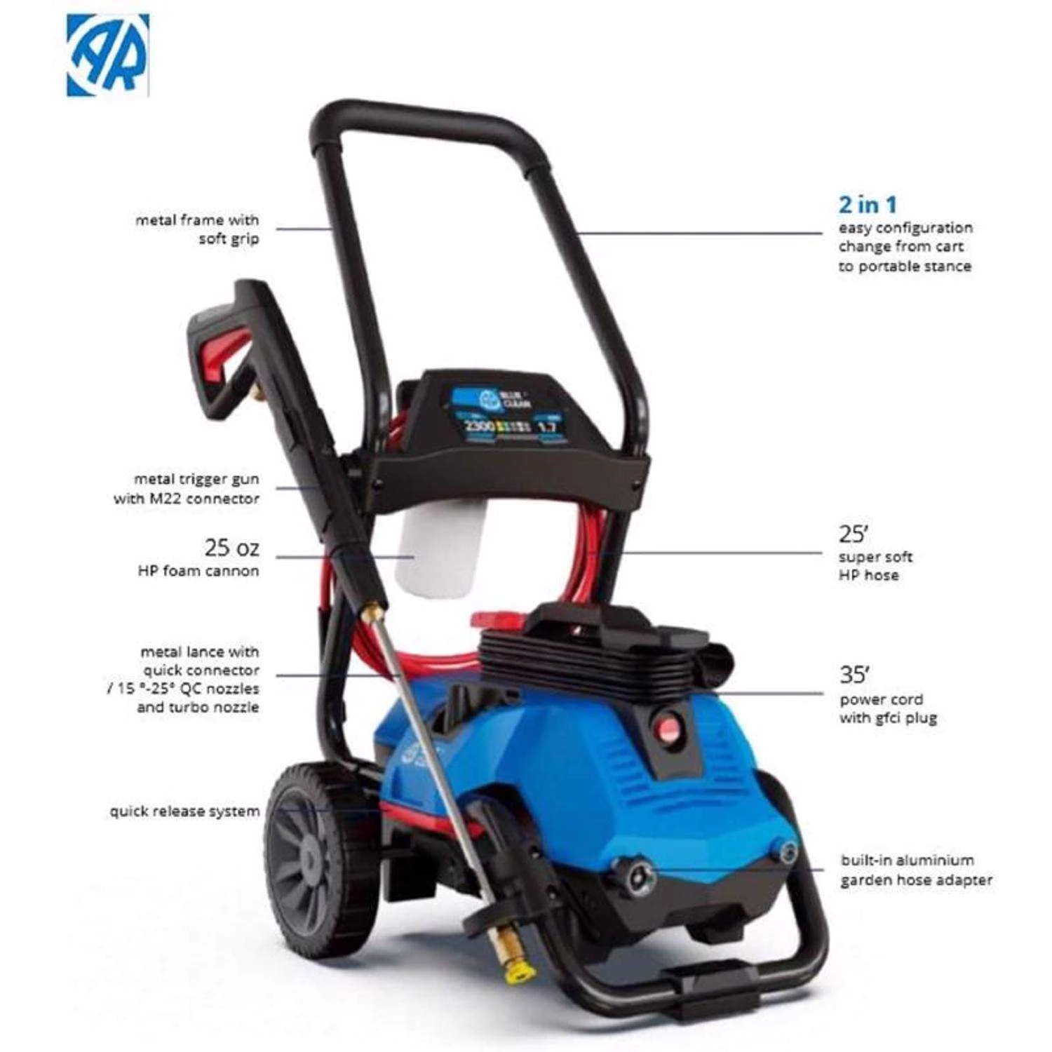 AR Blue Clean OEM Branded 2300 Psi Electric 1.7 Gpm Pressure Washer 5 AR Blue Clean OEM Branded 2300 Psi Electric 1.7 Gpm Pressure Washer - Image 3