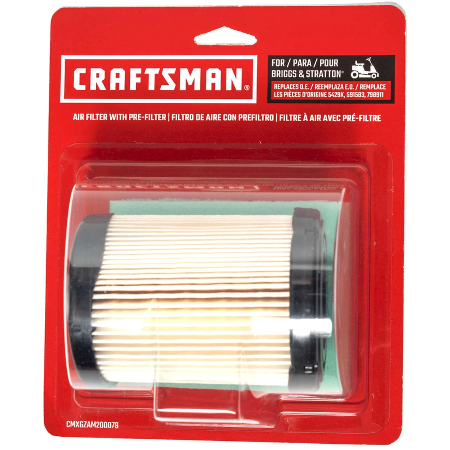 Craftsman Small Engine Air Filter For 5429K, 591583, 796032, 798911 3 Craftsman Small Engine Air Filter For 5429K, 591583, 796032, 798911