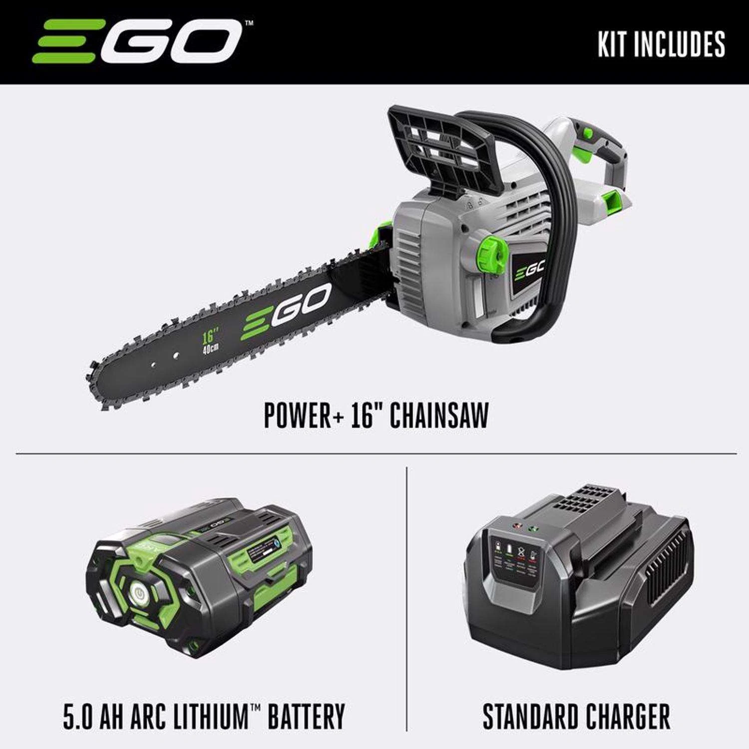 EGO Power+ CS1604 16 In. 56 V Battery Chainsaw Kit (Battery & Charger) 4 EGO Power+ CS1604 16 In. 56 V Battery Chainsaw Kit (Battery & Charger) - Image 2