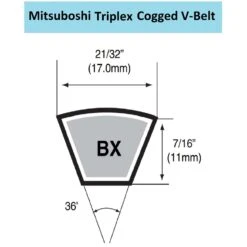 Mitsuboshi Triplex Rawedge Cogged Raw Edge Cogged V-Belt 0.66 In. W X 79 In. L For All Motors