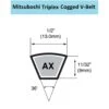 Mitsuboshi Triplex Rawedge Cogged Raw Edge Cogged V-Belt 0.5 In. W X 38 In. L For All Motors 1 Mitsuboshi Triplex Rawedge Cogged Raw Edge Cogged V-Belt 0.5 In. W X 38 In. L For All Motors -Power Lawn Equipment ced345bc b519 4c23 9693 38a0efef7a0e
