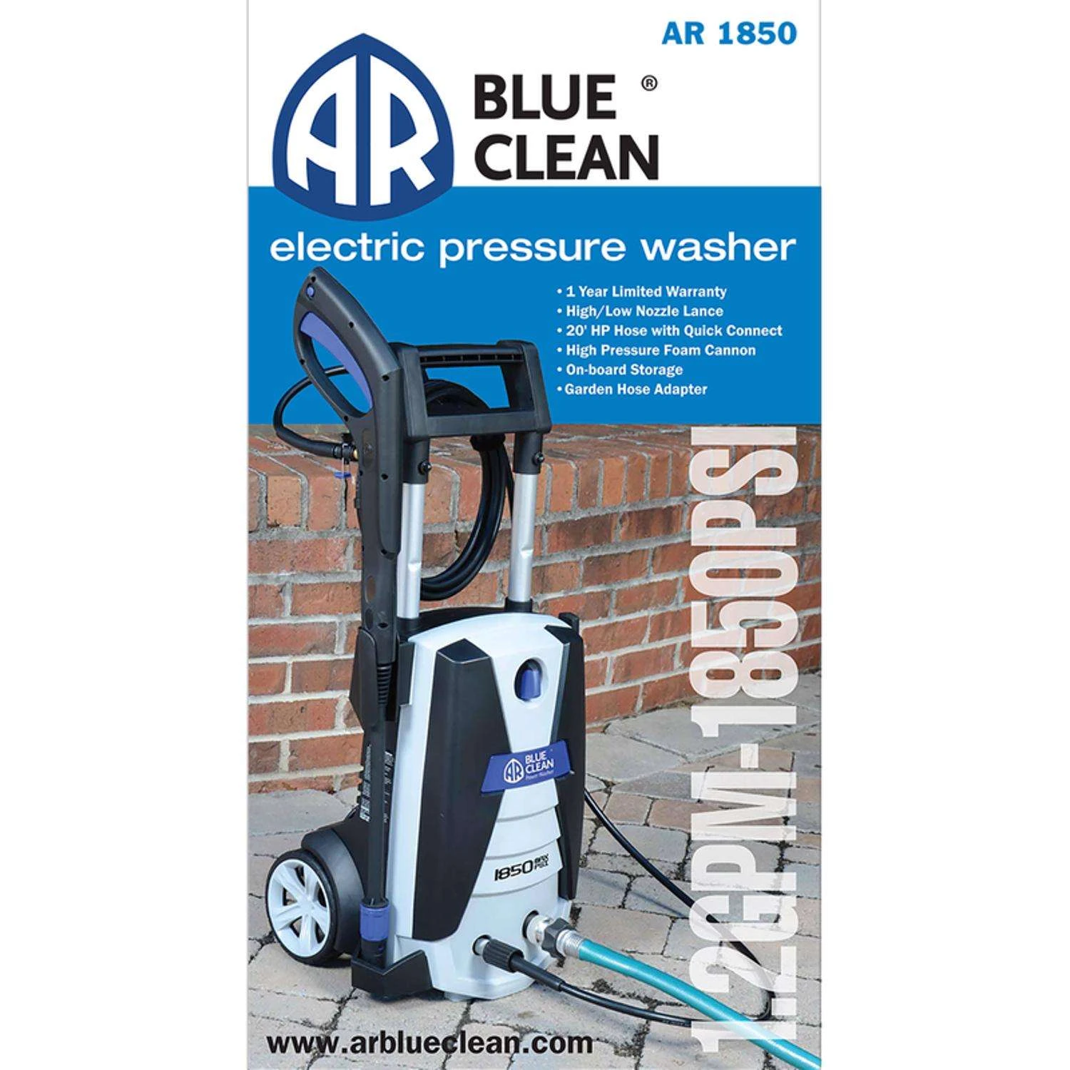 AR Blue Clean 1850 Psi Electric 1.3 Gpm Pressure Washer 4 AR Blue Clean 1850 Psi Electric 1.3 Gpm Pressure Washer - Image 2