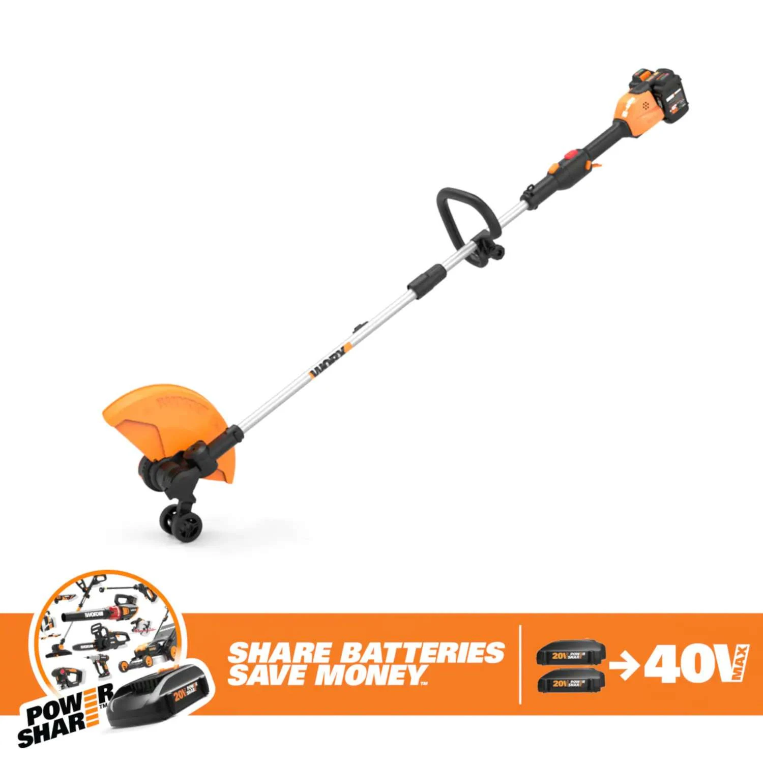 Worx WG184 13 In. 40 V Battery Edger/Trimmer Kit (Battery & Charger) 4 Worx WG184 13 In. 40 V Battery Edger/Trimmer Kit (Battery & Charger) - Image 2