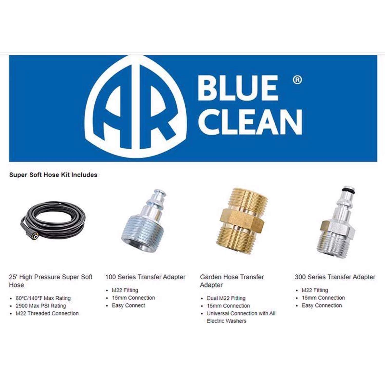 AR Blue Clean 14 Mm X 1/4 In. D X 25 Ft. L Super Soft Flex Pressure Washer Hose 2900 Psi 6 AR Blue Clean 14 Mm X 1/4 In. D X 25 Ft. L Super Soft Flex Pressure Washer Hose 2900 Psi - Image 4