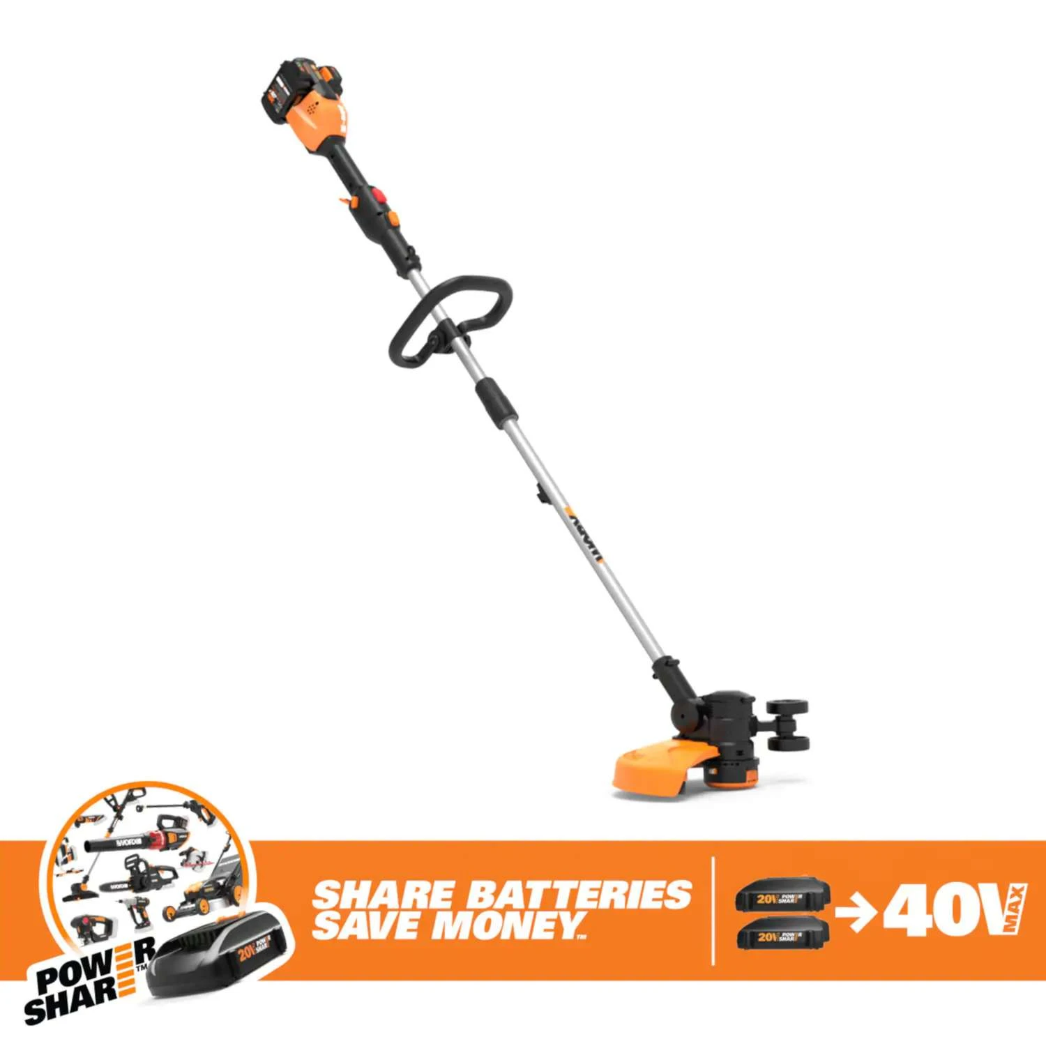 Worx WG184 13 In. 40 V Battery Edger/Trimmer Kit (Battery & Charger) 3 Worx WG184 13 In. 40 V Battery Edger/Trimmer Kit (Battery & Charger)