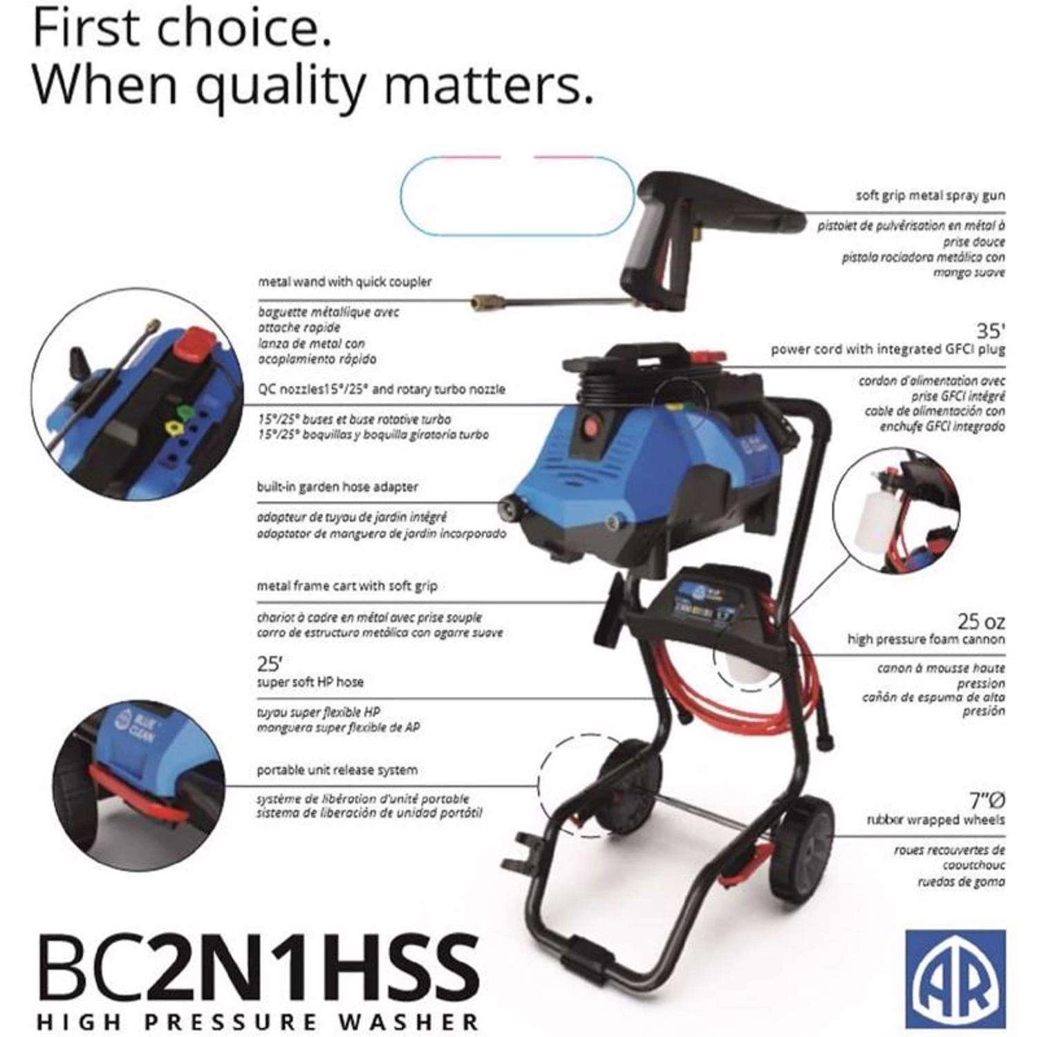 AR Blue Clean OEM Branded 2300 Psi Electric 1.7 Gpm Pressure Washer 6 AR Blue Clean OEM Branded 2300 Psi Electric 1.7 Gpm Pressure Washer - Image 4