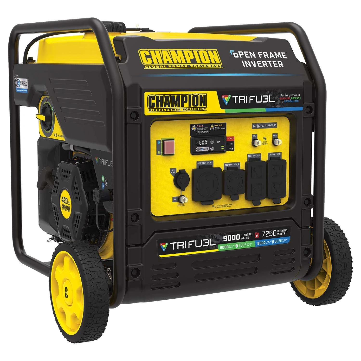 Champion Tri Fuel 9000 W 240 V Gasoline Or Propane Portable Inverter Generator 3 Champion Tri Fuel 9000 W 240 V Gasoline Or Propane Portable Inverter Generator