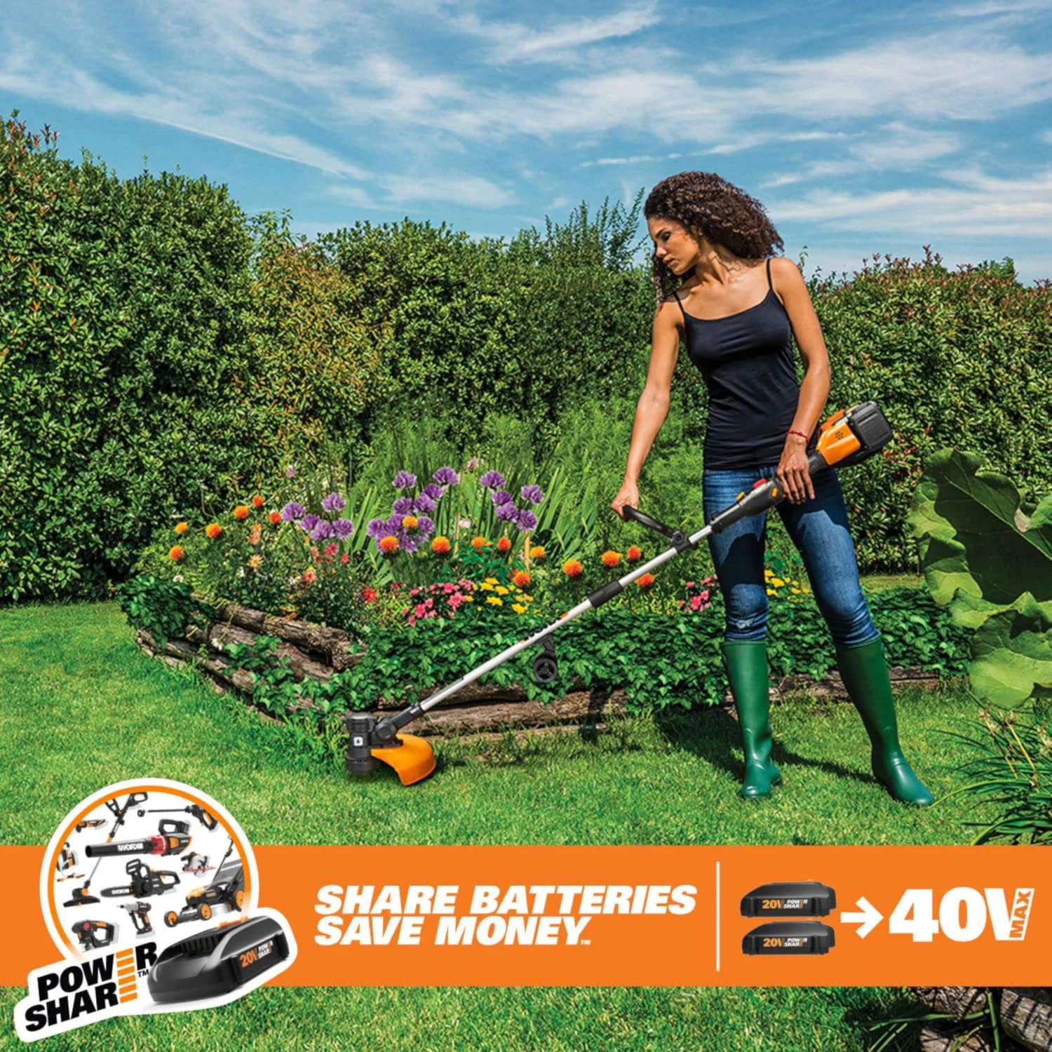 Worx WG184 13 In. 40 V Battery Edger/Trimmer Kit (Battery & Charger) 6 Worx WG184 13 In. 40 V Battery Edger/Trimmer Kit (Battery & Charger) - Image 4
