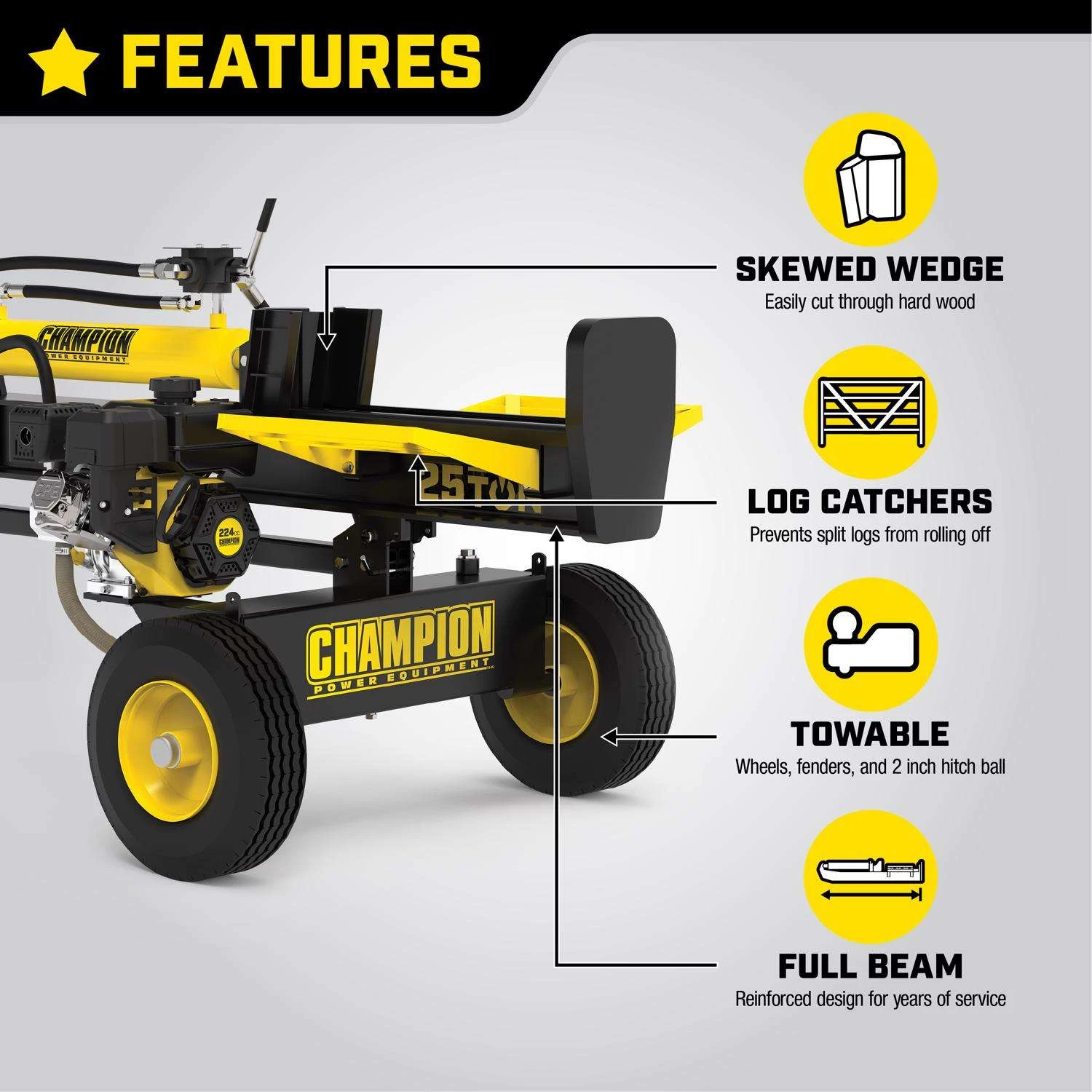 Champion 25 Ton Gas 224 Cc 4 Stoke Log Splitter 6 Champion 25 Ton Gas 224 Cc 4 Stoke Log Splitter - Image 4