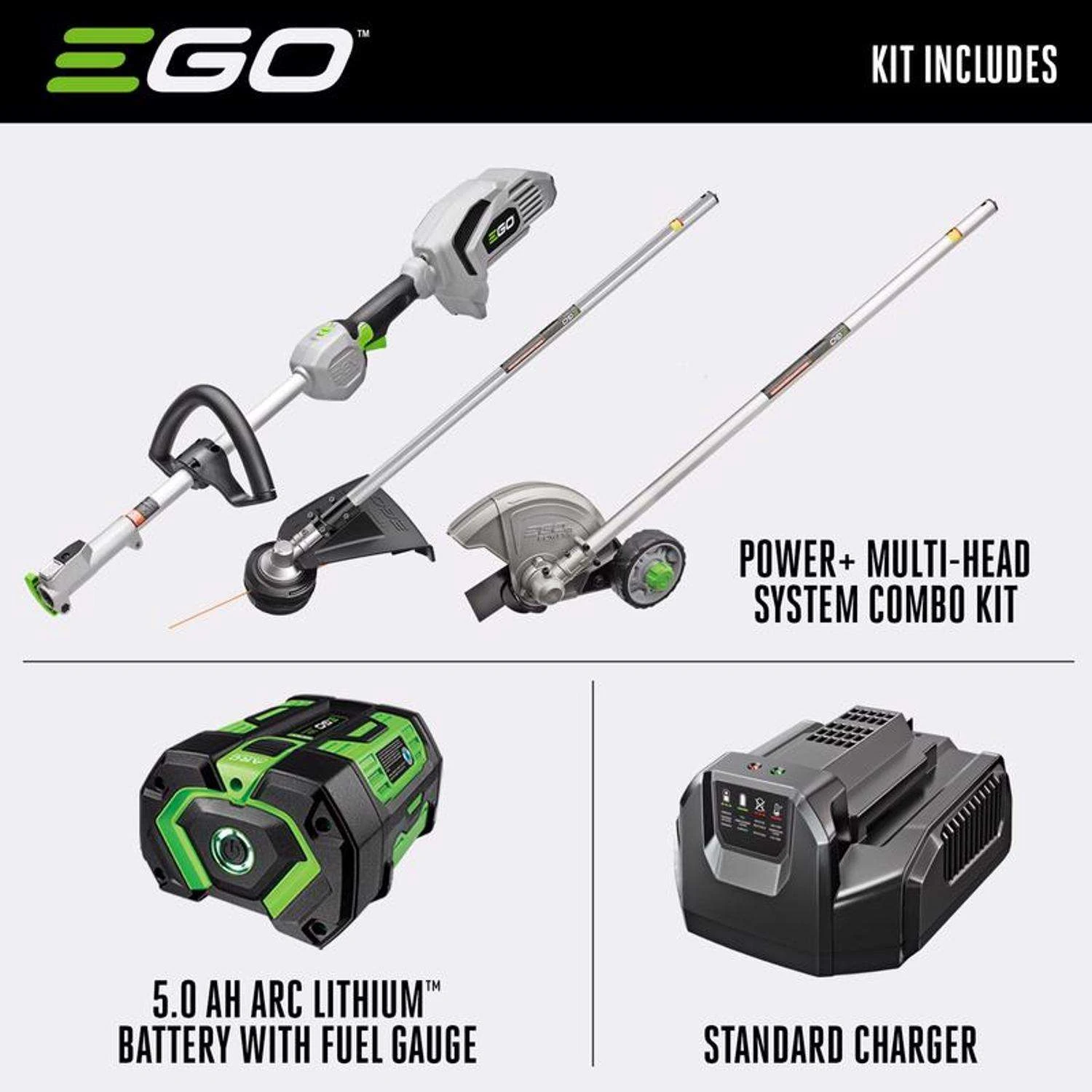 EGO Power+ Multi-Head System MHC1502 3 In. 56 V Battery Edger/Trimmer Kit (Battery & Charger) W/ 5.0 AH BATTERY 4 EGO Power+ Multi-Head System MHC1502 3 In. 56 V Battery Edger/Trimmer Kit (Battery & Charger) W/ 5.0 AH BATTERY - Image 2