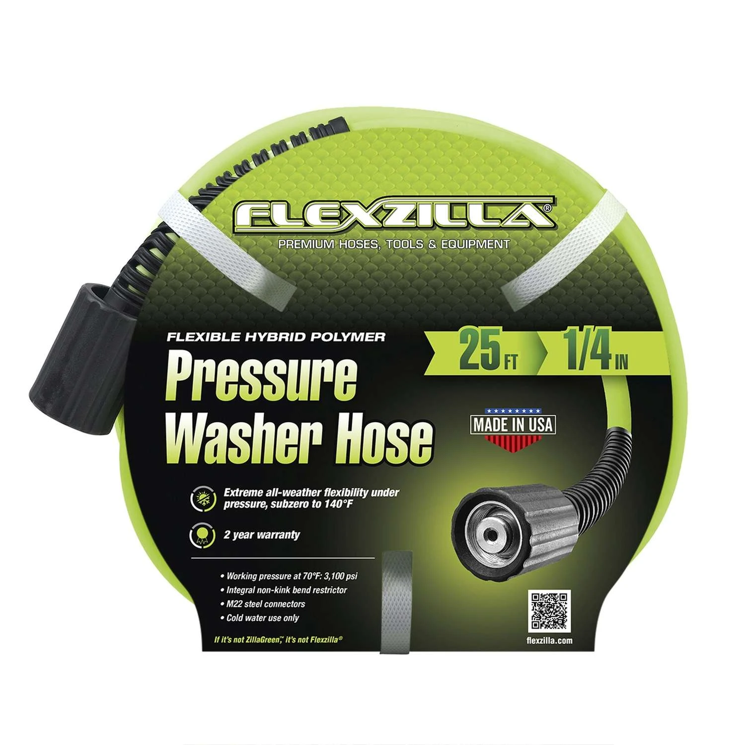 Flexzilla 1/4 In. D X 25 Ft. L Pressure Washer Hose 3100 Psi 3 Flexzilla 1/4 In. D X 25 Ft. L Pressure Washer Hose 3100 Psi
