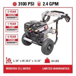 Simpson Megashot MS60763-S Kohler 3100 Psi Gas 2.4 Gpm Pressure Washer 18 Simpson Megashot MS60763-S Kohler 3100 Psi Gas 2.4 Gpm Pressure Washer -Power Lawn Equipment eae70fba 3489 4ec5 bf4b bf97091499c0