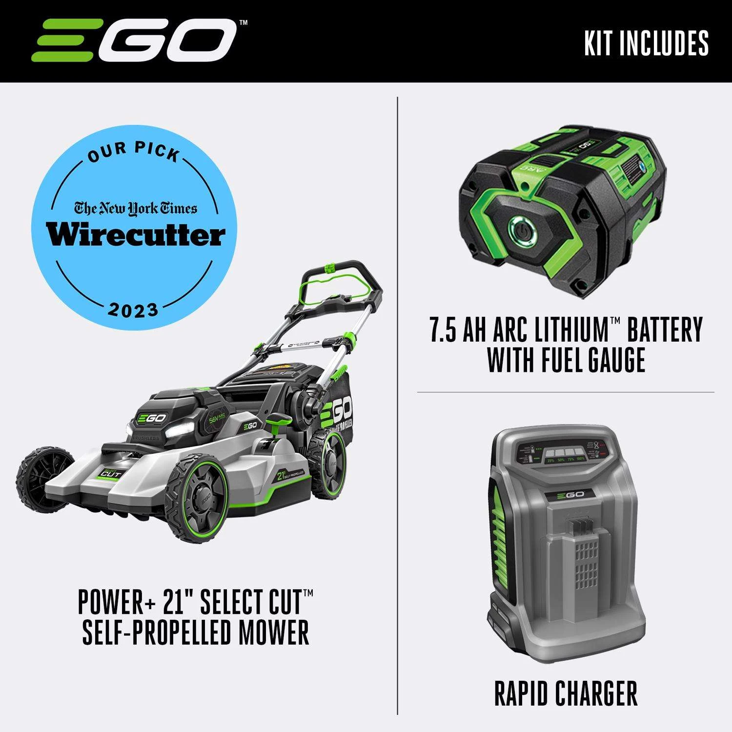 EGO Power+ LM2135SP 21 In. 56 V Battery Self-Propelled Lawn Mower Kit (Battery & Charger) W/ 7.5 AH BATTERY 4 EGO Power+ LM2135SP 21 In. 56 V Battery Self-Propelled Lawn Mower Kit (Battery & Charger) W/ 7.5 AH BATTERY - Image 2